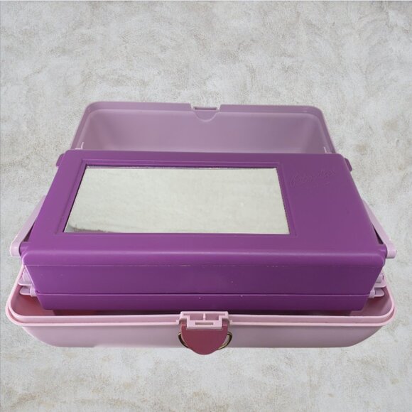 VINTAGE CABOODLE CASE -- 1980's Make Up Case, Purple/Pink, Original Owner - Picture 8 of 16